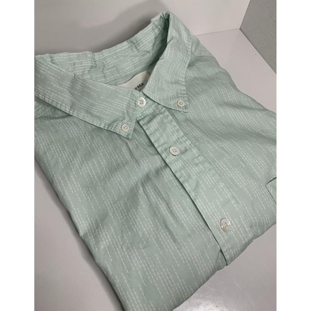 Billy Reid Short Sleeve Button Down Shirt Men's‎ XL Green